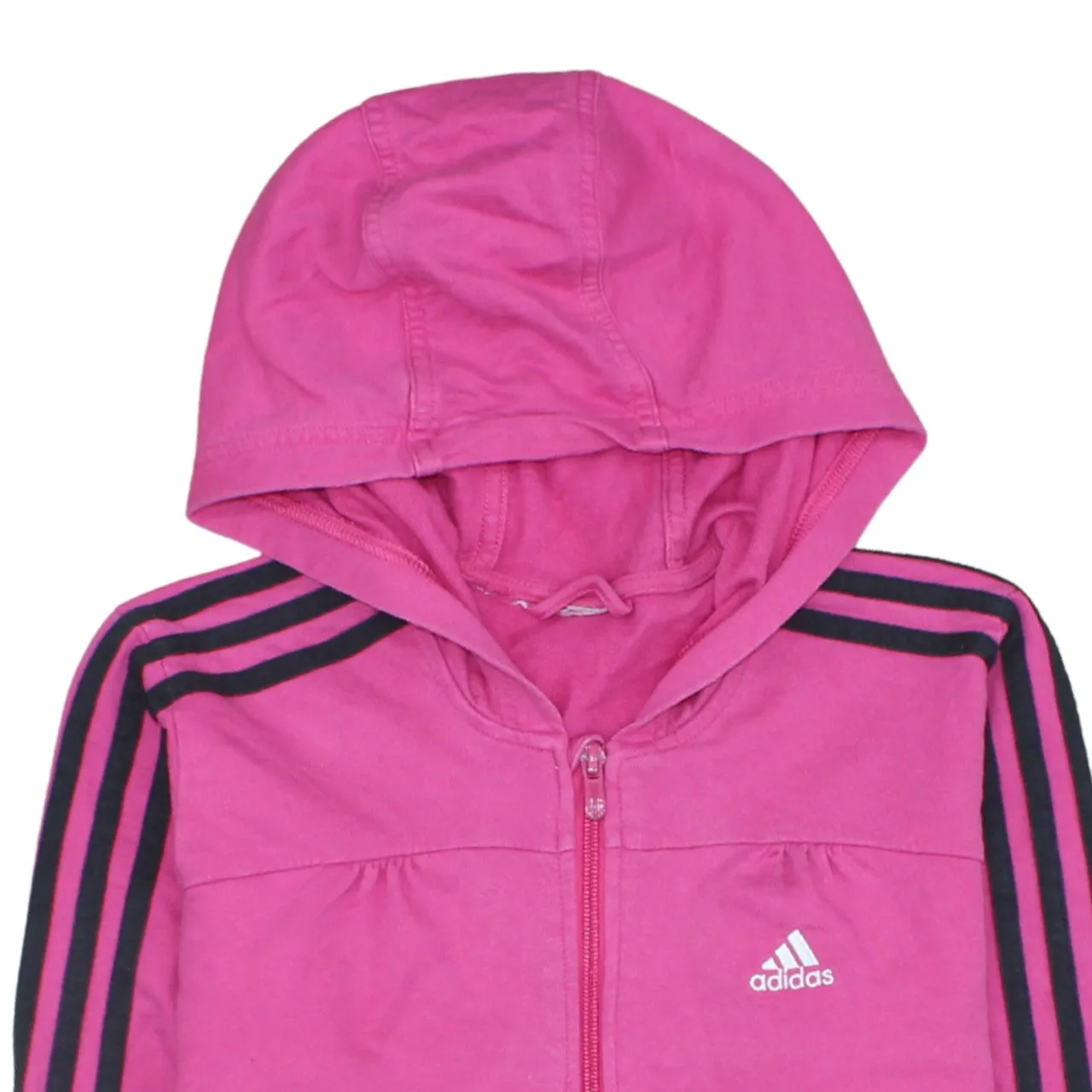 Adidas Pink Full Zip Hoodie Men's XSmall Embroidered Chest Logo Three Stripe Sleeves Top sold by Vintage Club product image thumbnail 3