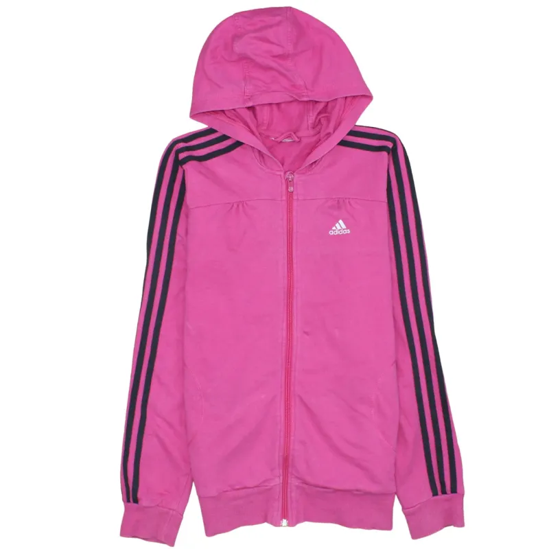 Adidas Pink Full Zip Hoodie Men's XSmall Embroidered Chest Logo Three Stripe Sleeves Top made by Adidas