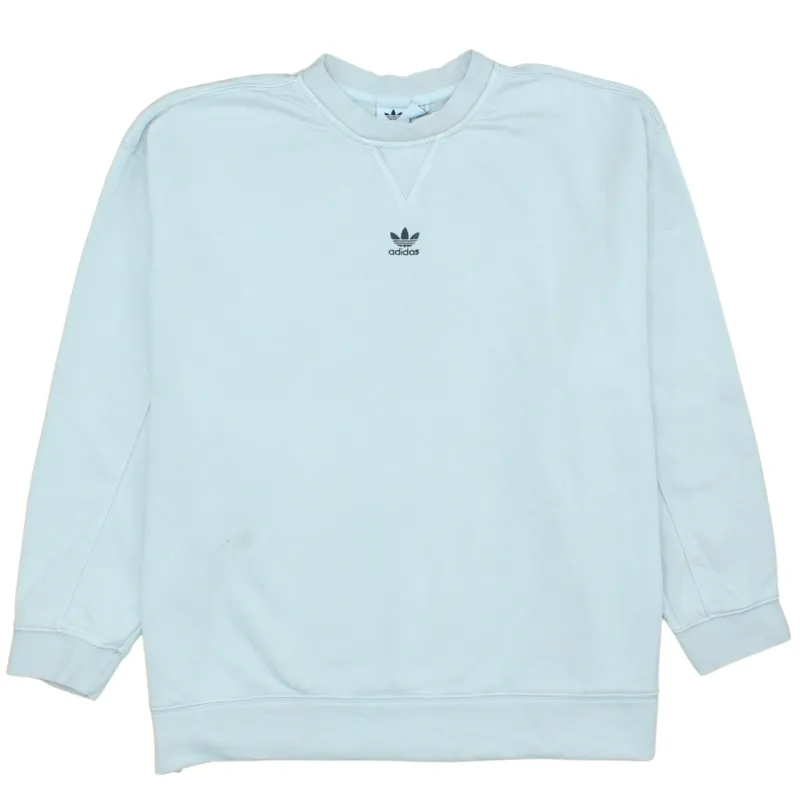 Adidas Pale Blue Sweatshirt Women's Large Embroidered Trefoil Logo Crewneck Pullover sold by Vintage Club