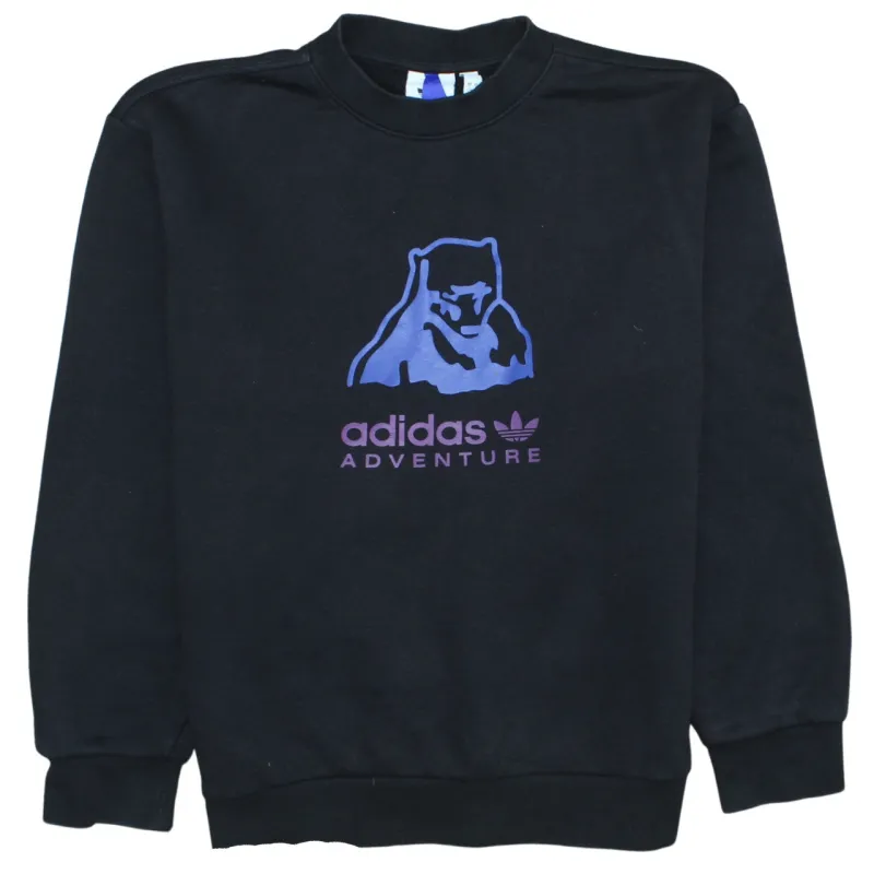 Adidas Black Sweatshirt Men’s Small Printed Adventure Logo Crewneck Pullover Fleece Top sold by Vintage Club