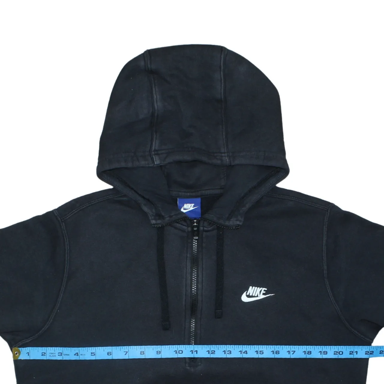 Nike Black Hoodie Men's Medium Embroidered Swoosh Half Zip Front Pocket Sweatshirt sold by Vintage Club product image thumbnail 5