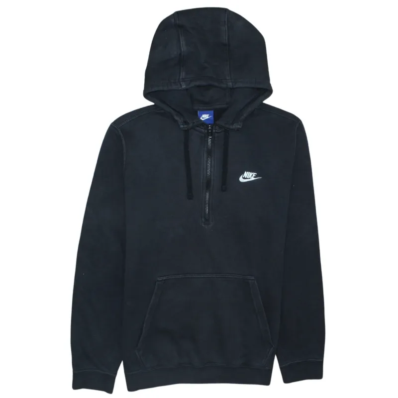 Nike Black Hoodie Men's Medium Embroidered Swoosh Half Zip Front Pocket Sweatshirt sold by Vintage Club