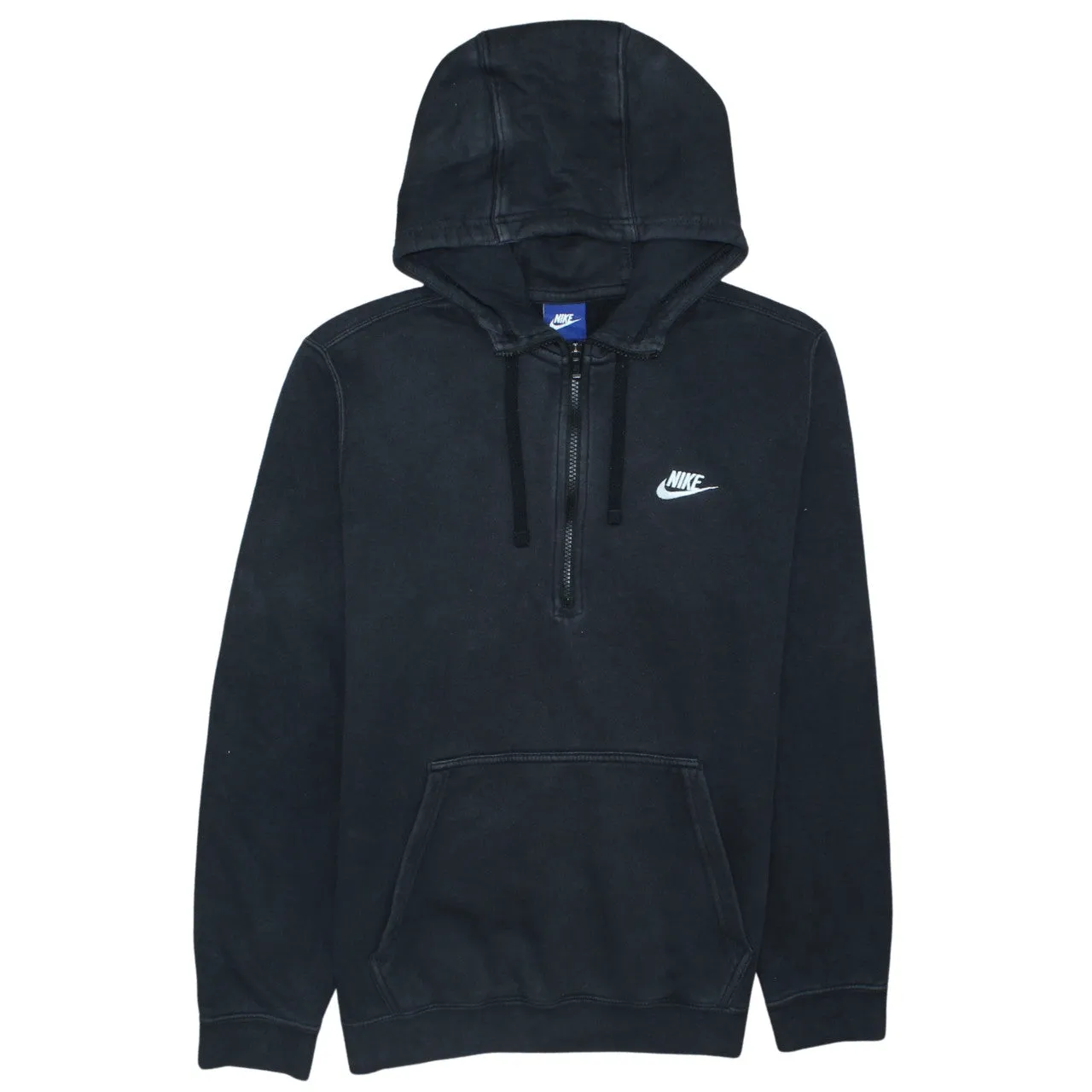 Nike Black Hoodie Men's Medium Embroidered Swoosh Half Zip Front Pocket Sweatshirt sold by Vintage Club