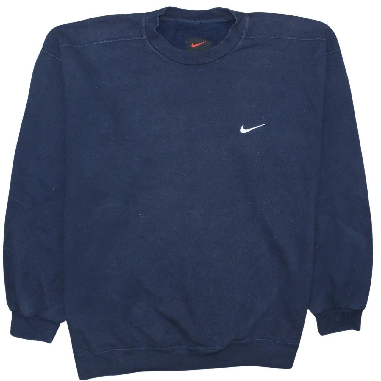 Nike Navy Blue Sweatshirt Men's XLarge Embroidered Swoosh Logo Crewneck Pullover Fleece Top sold by Vintage Club