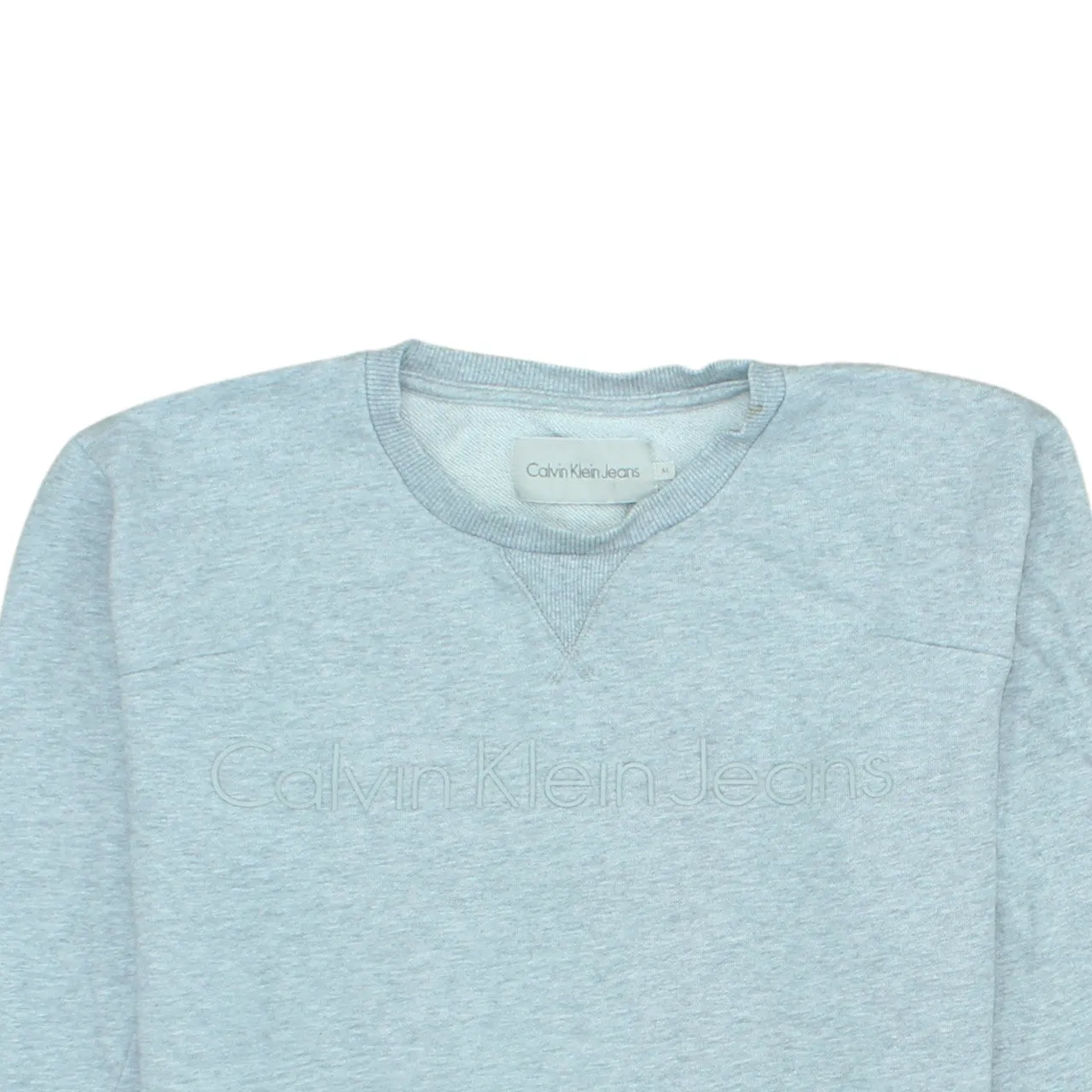 Calvin Klein Light Grey Sweatshirt Men's Medium Embossed Logo Crewneck Pullover Top sold by Vintage Club product image thumbnail 3