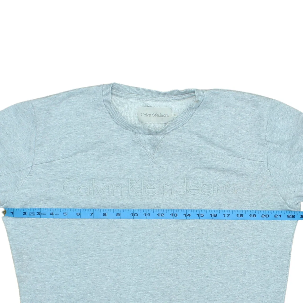 Calvin Klein Light Grey Sweatshirt Men's Medium Embossed Logo Crewneck Pullover Top sold by Vintage Club product image thumbnail 5