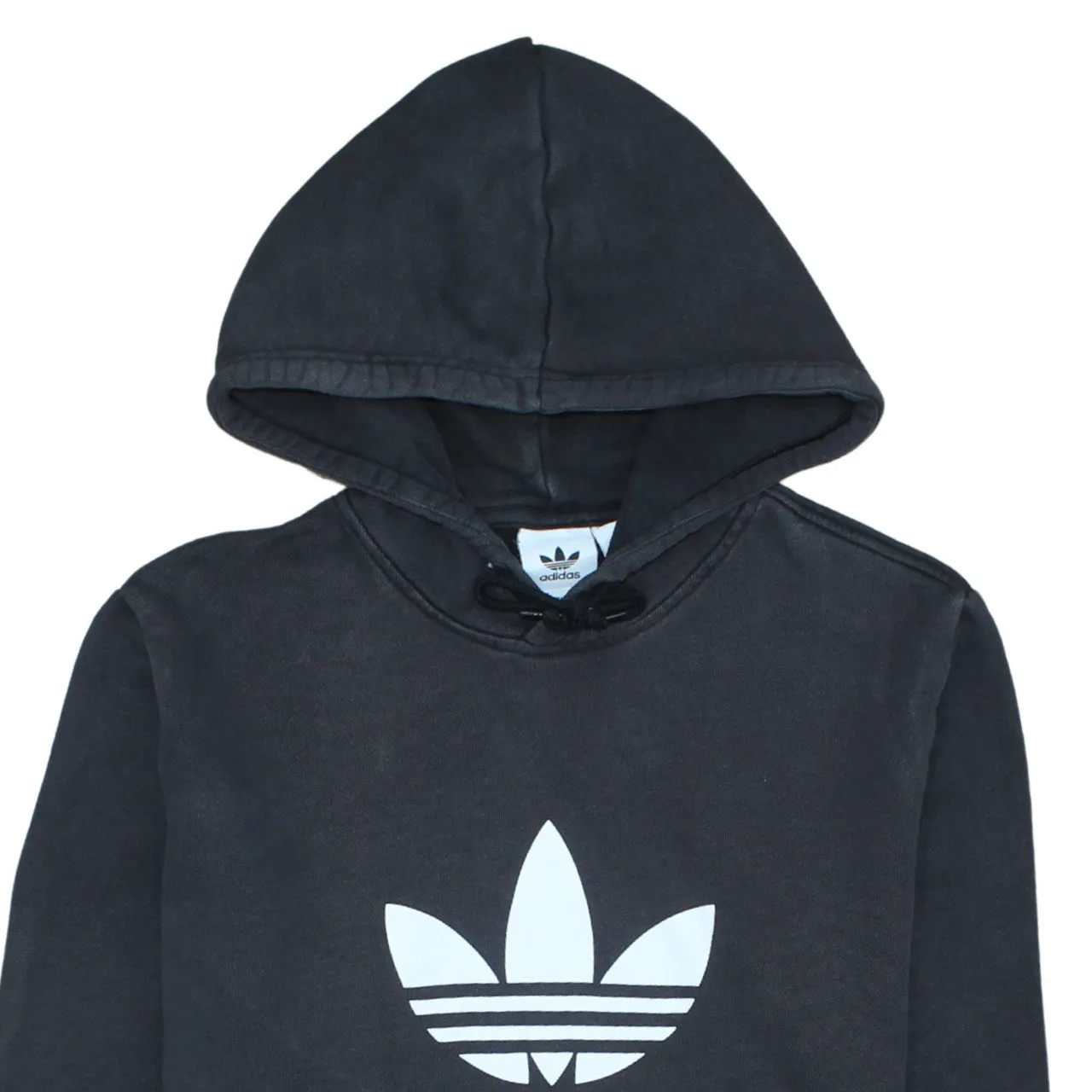 Adidas Black Hoodie Men's Medium Trefoil Printed Logo Front Pocket Pullover Sweatshirt sold by Vintage Club product image thumbnail 3