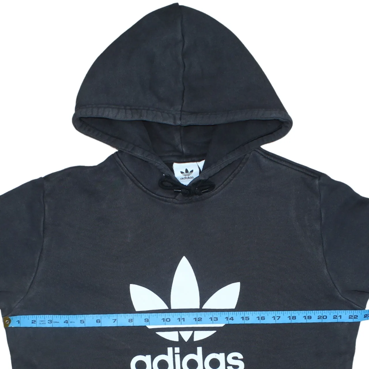 Adidas Black Hoodie Men's Medium Trefoil Printed Logo Front Pocket Pullover Sweatshirt sold by Vintage Club product image thumbnail 5