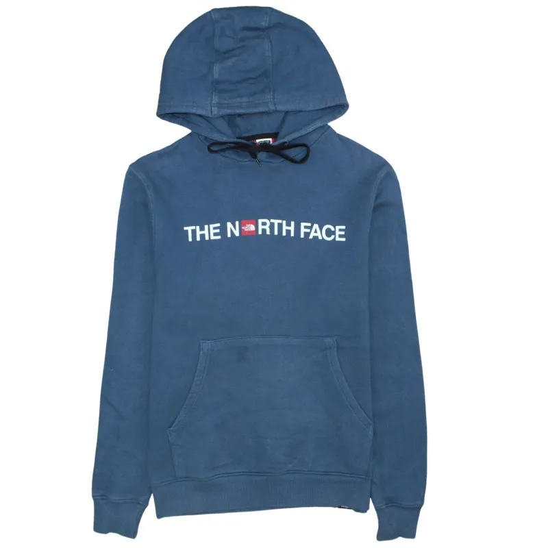 The North Face Blue Hoodie Men's Medium Printed Chest Logo Front Pocket Pullover Sweatshirt sold by Vintage Club