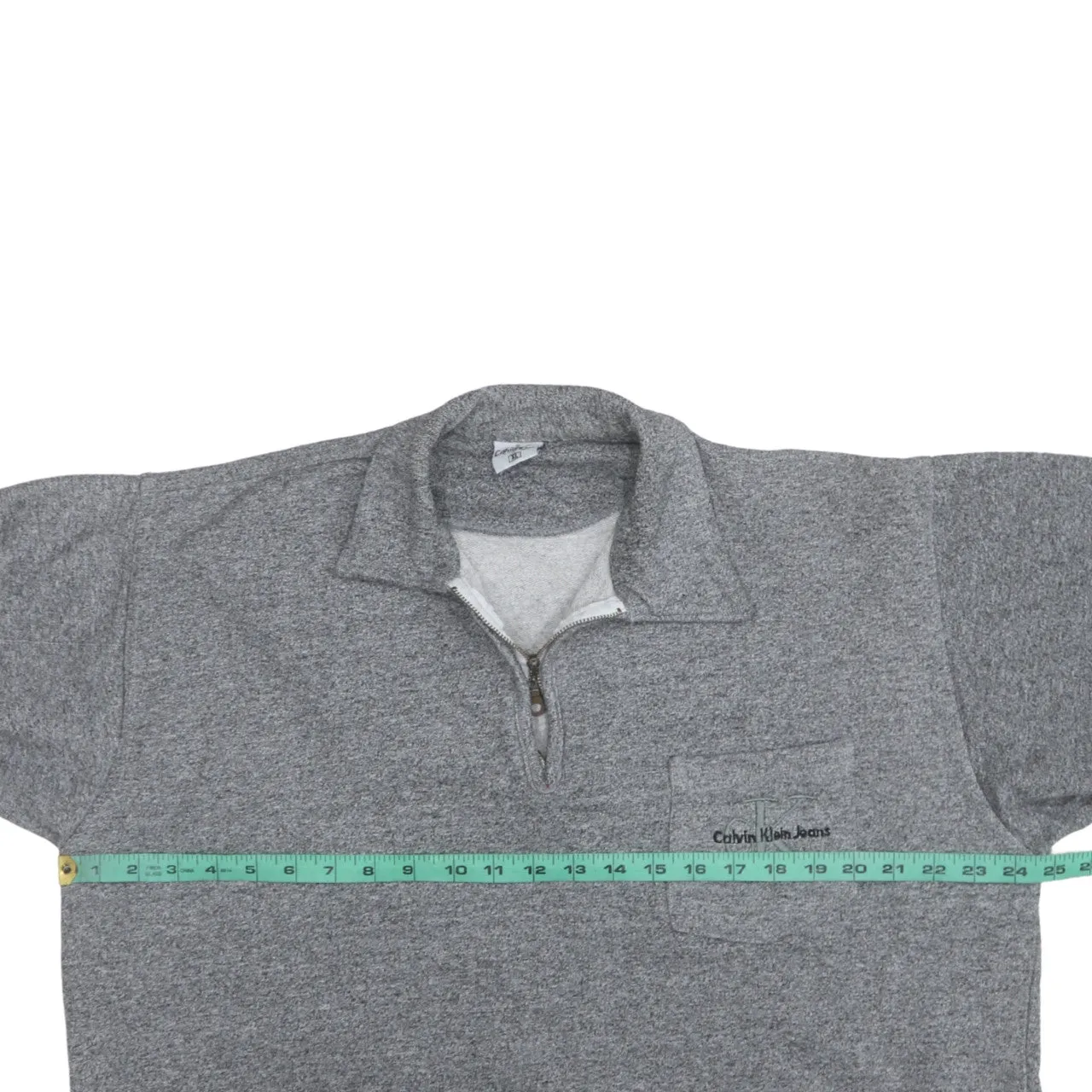 Calvin Klein Grey Quarter Zip Sweatshirt Men's XLarge Embroidered Chest Logo Pullover Fleece Top sold by Vintage Club product image thumbnail 5