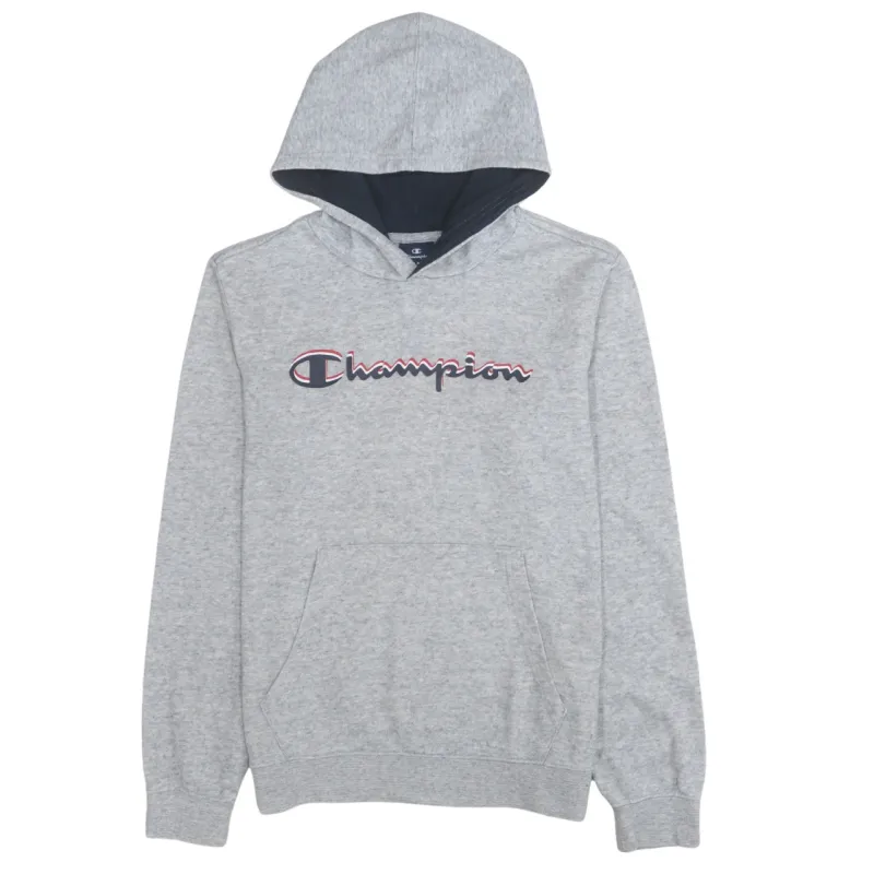 Champion Grey Hoodie Women’s XXLarge Embroidered Script Logo Front Pocket Pullover Sweatshirt sold by Vintage Club