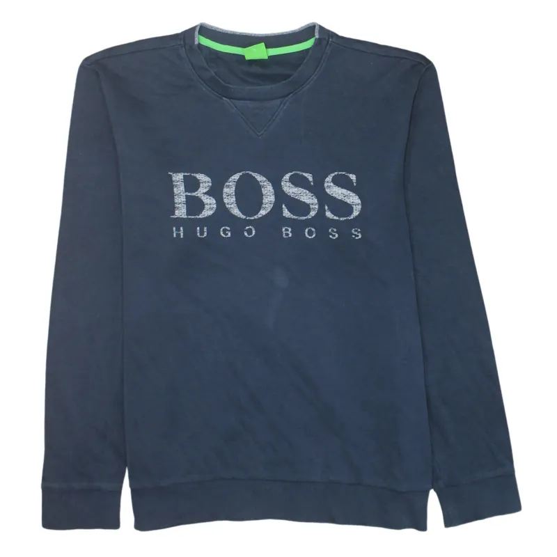 HUGO BOSS Navy Blue Sweatshirt Women’s XLarge Printed Logo Crewneck Pullover Top sold by Vintage Club