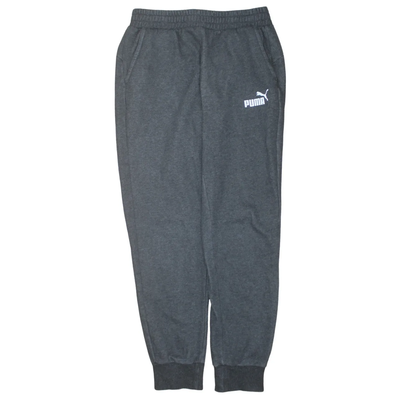 Puma Dark Grey Joggers Men's Small Printed Logo Elastic Waist Cuffed Sweatpants sold by Vintage Club