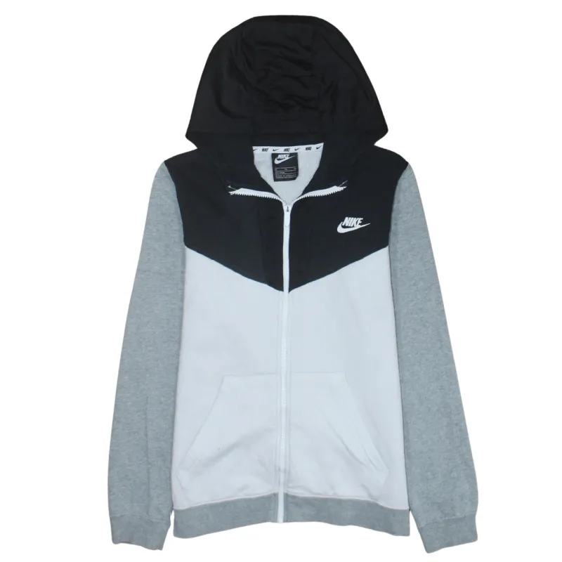 Nike Grey Black White Hoodie Women’s XLarge Full Zip Printed Back Logo Sweatshirt made by Nike