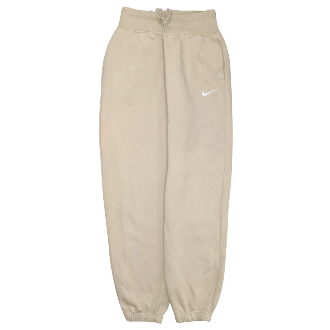 Nike Beige Cream Joggers Men’s XSmall Embroidered Swoosh Elastic Cuffs Fleece Sweatpants sold by Vintage Club