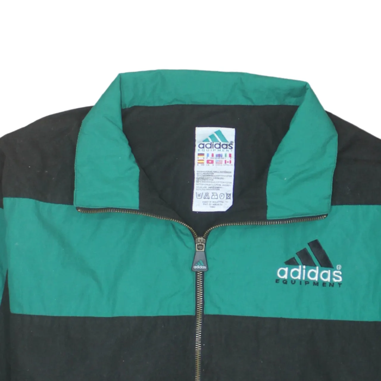 Adidas Green Black Windbreaker Jacket Men's XLarge Embroidered Equipment Logo Zip Pockets Track Top sold by Vintage Club product image thumbnail 3