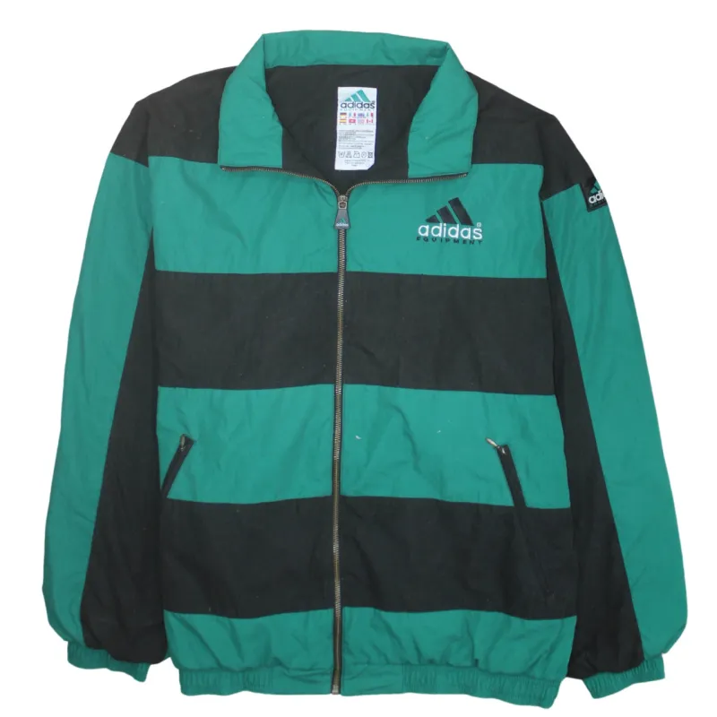 Adidas Green Black Windbreaker Jacket Men's XLarge Embroidered Equipment Logo Zip Pockets Track Top sold by Vintage Club
