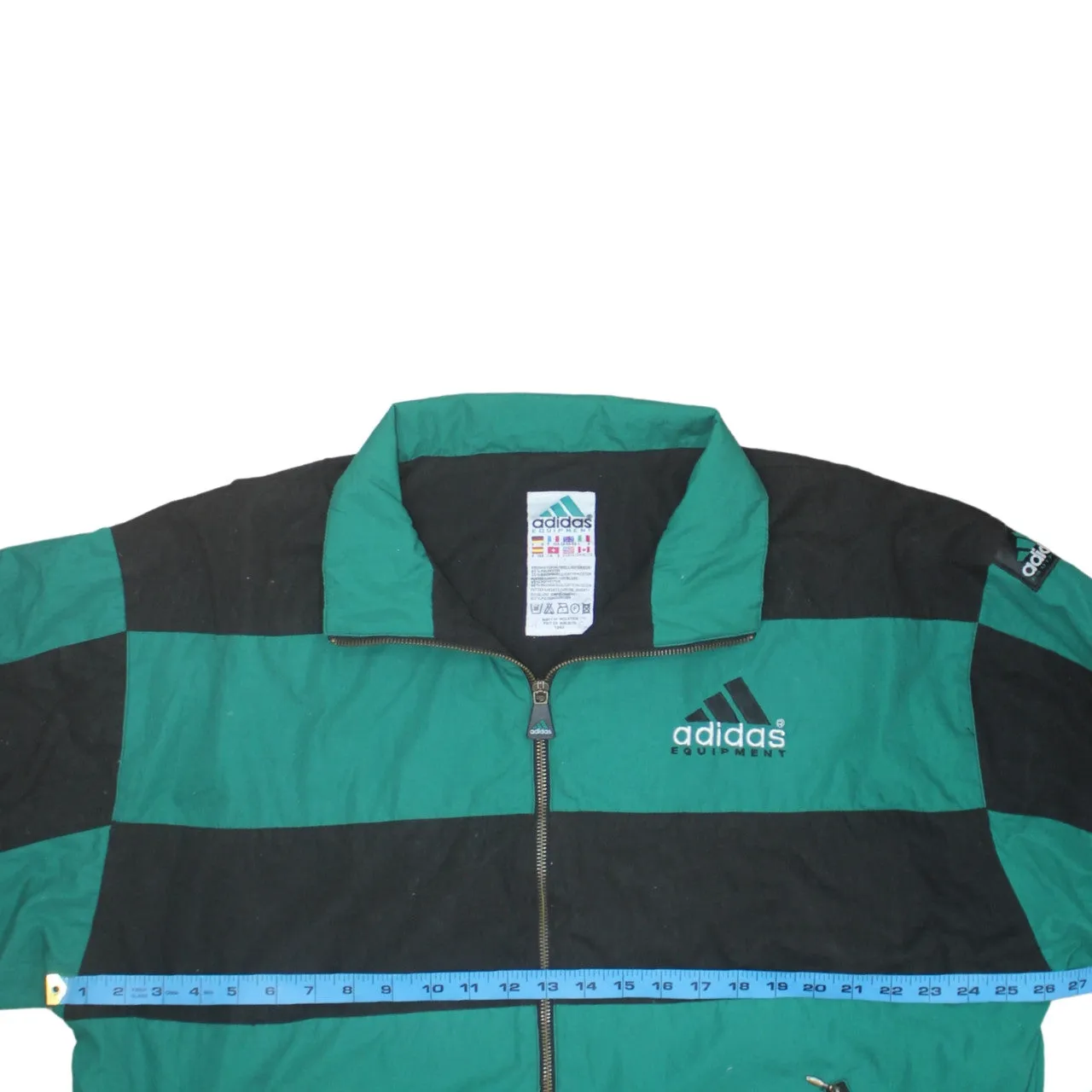 Adidas Green Black Windbreaker Jacket Men's XLarge Embroidered Equipment Logo Zip Pockets Track Top sold by Vintage Club product image thumbnail 5