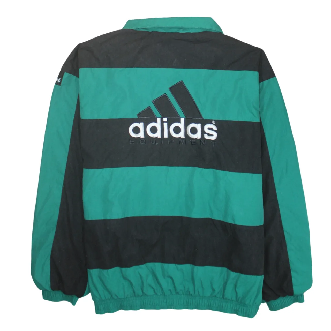 Adidas Green Black Windbreaker Jacket Men's XLarge Embroidered Equipment Logo Zip Pockets Track Top sold by Vintage Club product image thumbnail 2