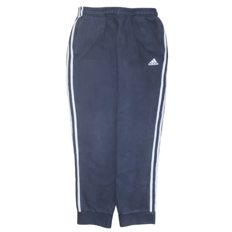 Adidas Navy Blue Joggers Men's Medium Embroidered Logo Three Stripe Sides Cuffed Sweatpants sold by Vintage Club