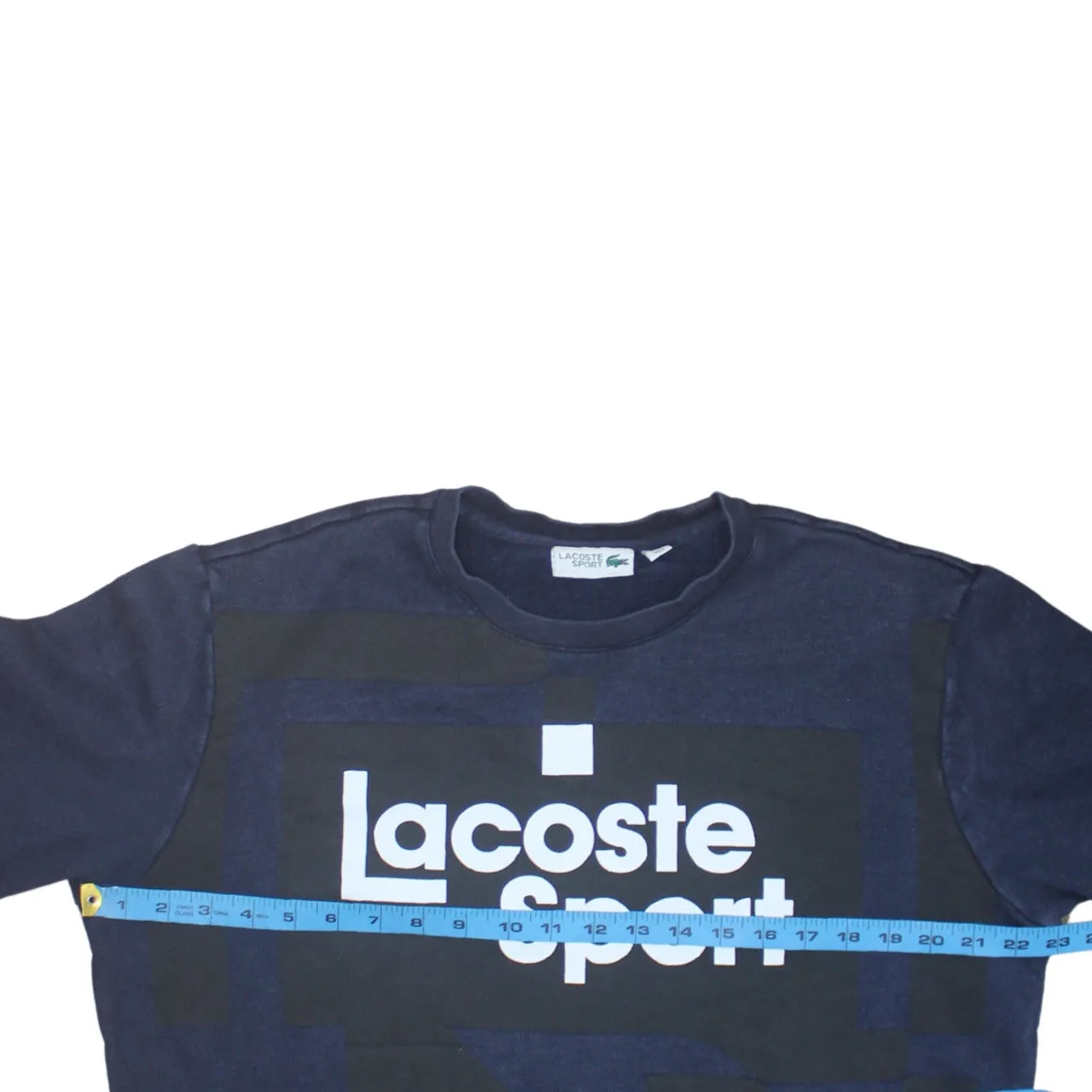 Lacoste Navy Blue Sweatshirt Men's Medium Bold Lacoste Sport Printed Front Pullover Top sold by Vintage Club product image thumbnail 5