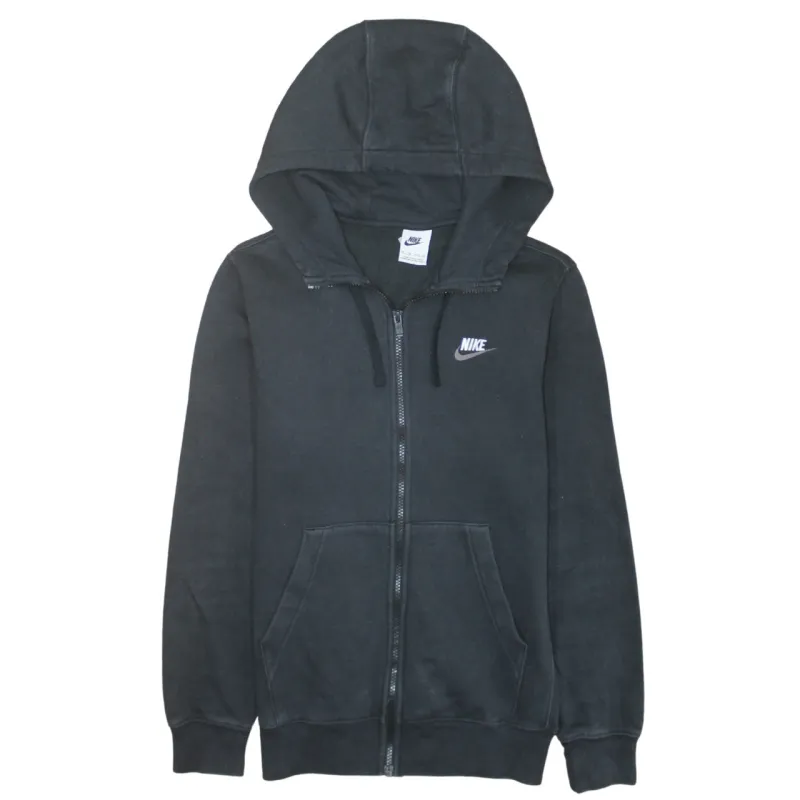 Nike Black Full Zip Hoodie Men's XSmall Embroidered Swoosh Split Pocket Fleece Sweatshirt sold by Vintage Club