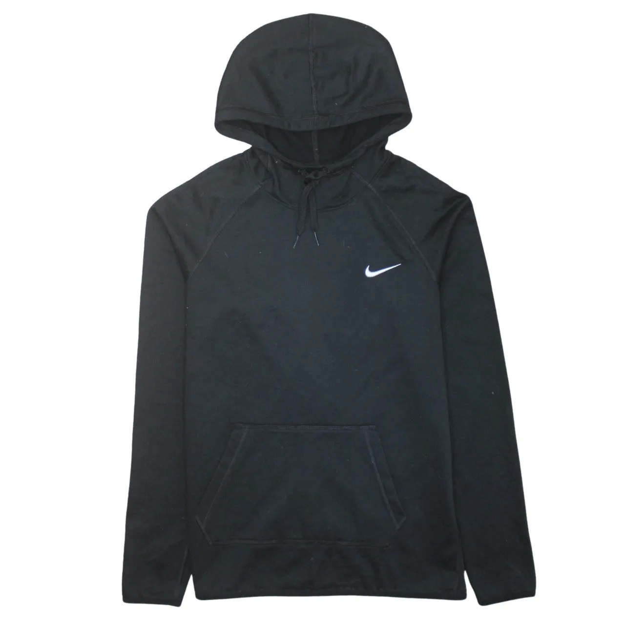 Nike Black Hoodie Women’s Small Embroidered Swoosh Drawstring Hood Front Pocket Pullover Top sold by Vintage Club