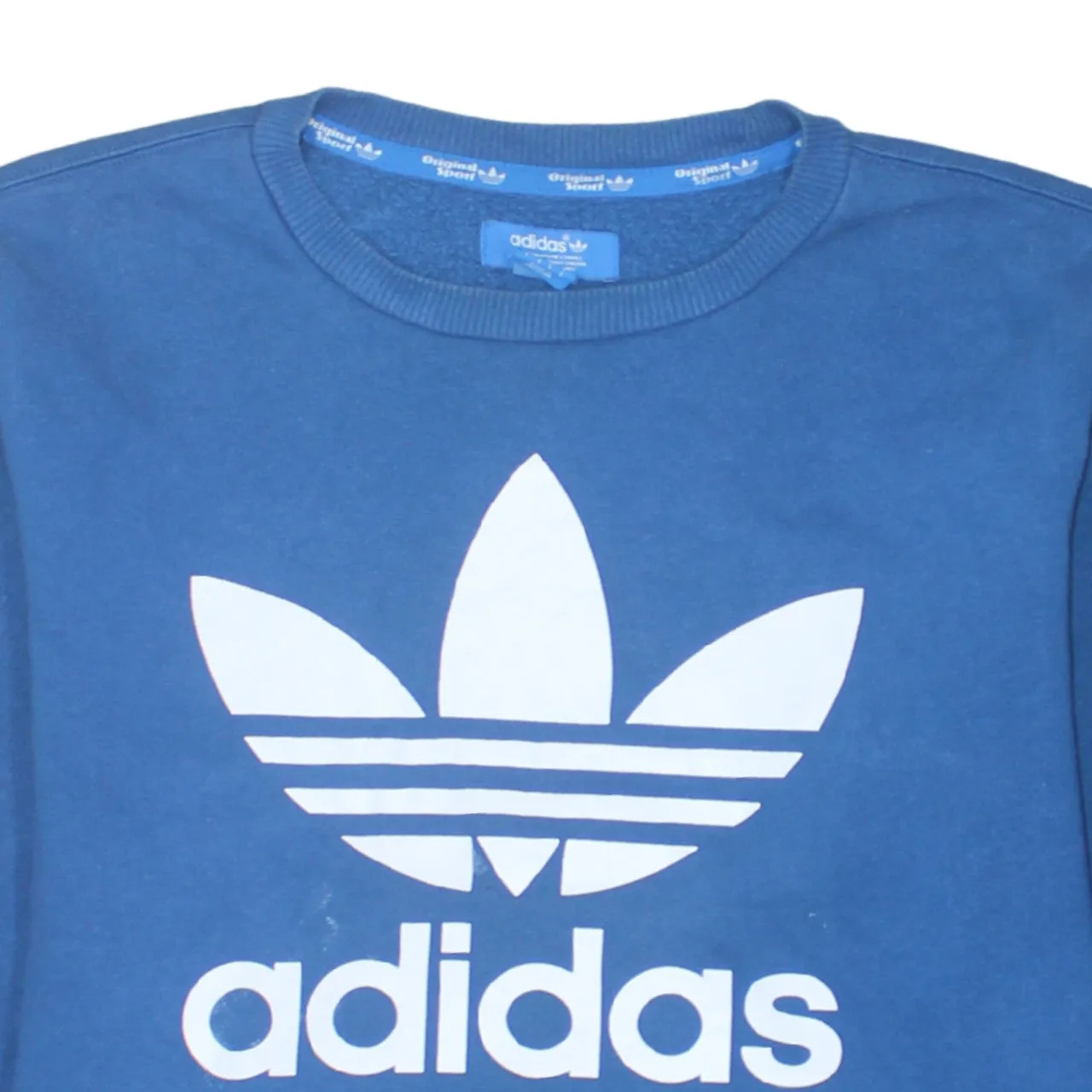 Adidas Blue Sweatshirt Men's Large Printed Trefoil Logo Front Pouch Pullover Top sold by Vintage Club product image thumbnail 3