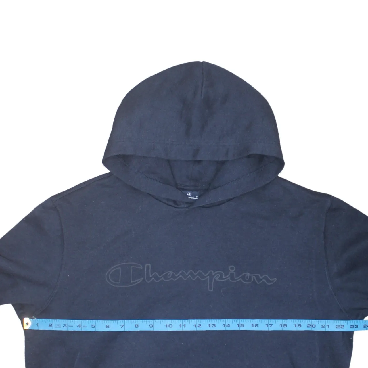 Champion Navy Blue Hoodie Women’s XLarge Embroidered Script Logo Front Pocket Pullover Sweatshirt sold by Vintage Club product image thumbnail 5