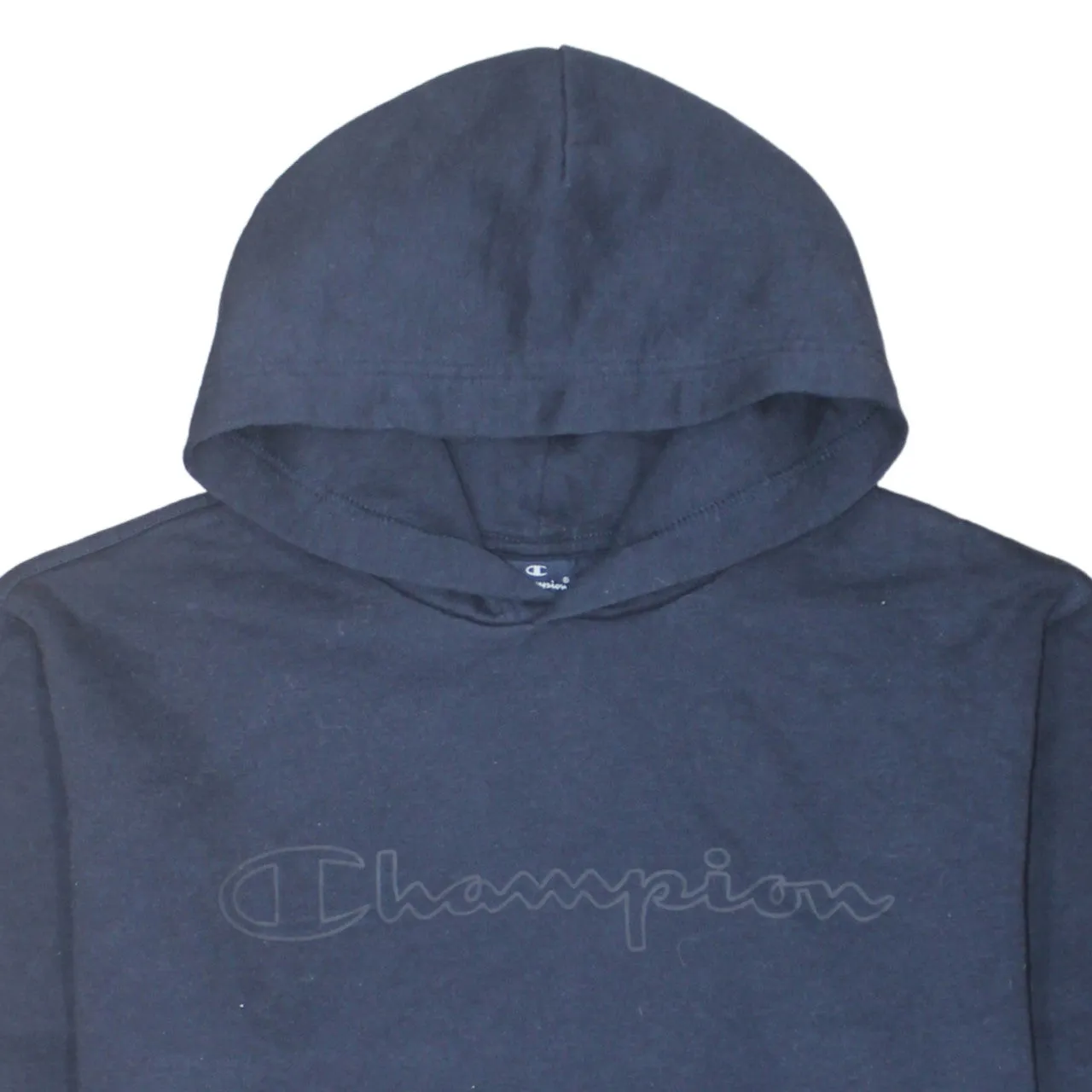 Champion Navy Blue Hoodie Women’s XLarge Embroidered Script Logo Front Pocket Pullover Sweatshirt sold by Vintage Club product image thumbnail 3