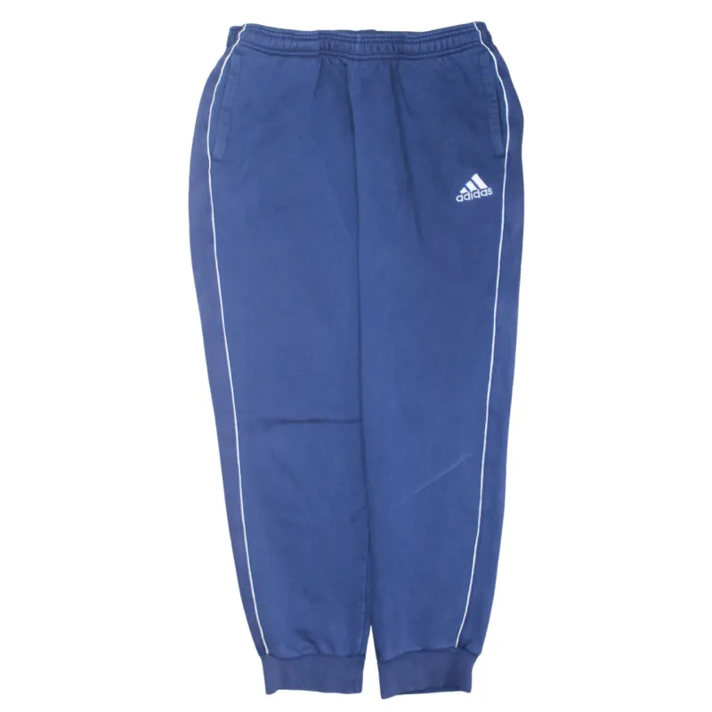 Adidas Navy Blue Joggers Men’s Large Embroidered Logo White Piping Cuffed Sweatpants sold by Vintage Club