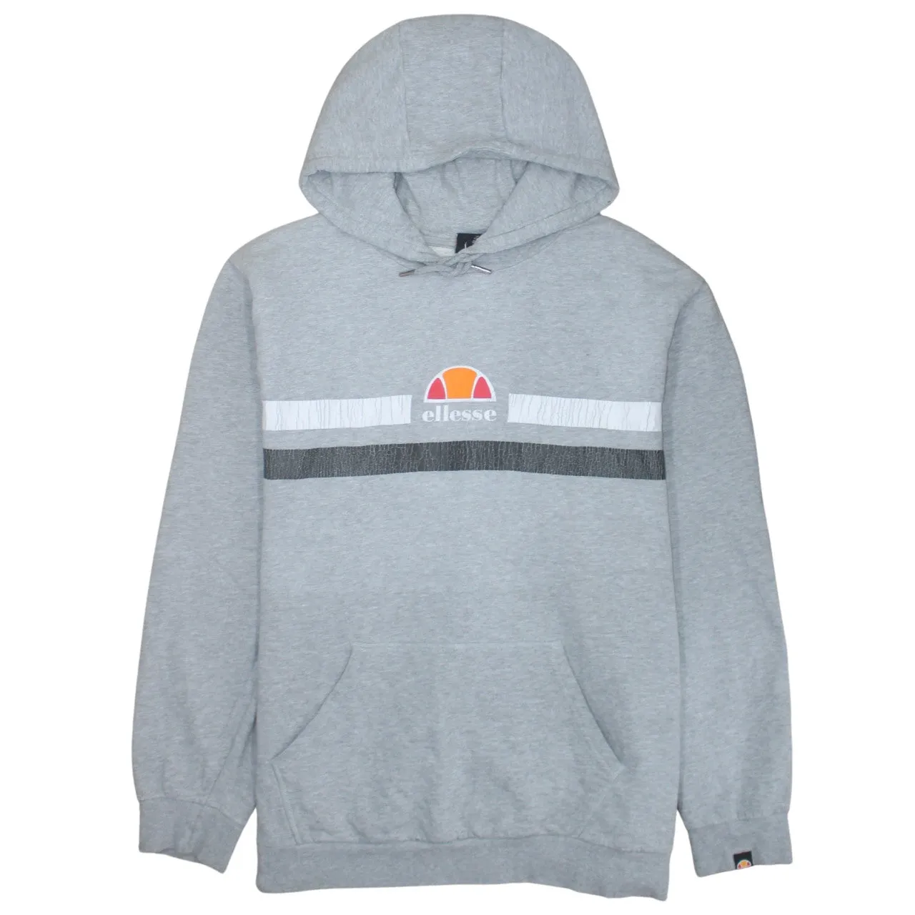 Ellesse Light Grey Hoodie Men's XXLarge Embroidered Chest Logo Front Pocket Pullover Sweatshirt sold by Vintage Club
