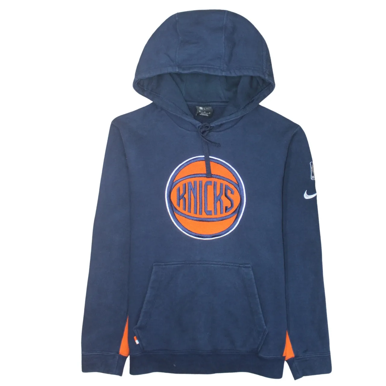 Nike Navy Blue Hoodie Men's Medium Knicks Logo Embroidered Chest Pullover Sweatshirt sold by Vintage Club