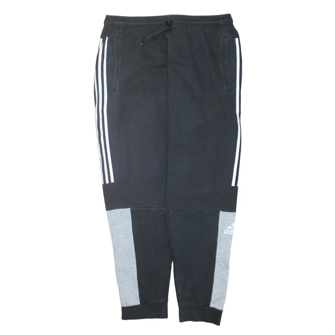 Adidas Black Joggers Men’s XLarge Three Stripe Logo Panelled Cuffed Sweatpants sold by Vintage Club