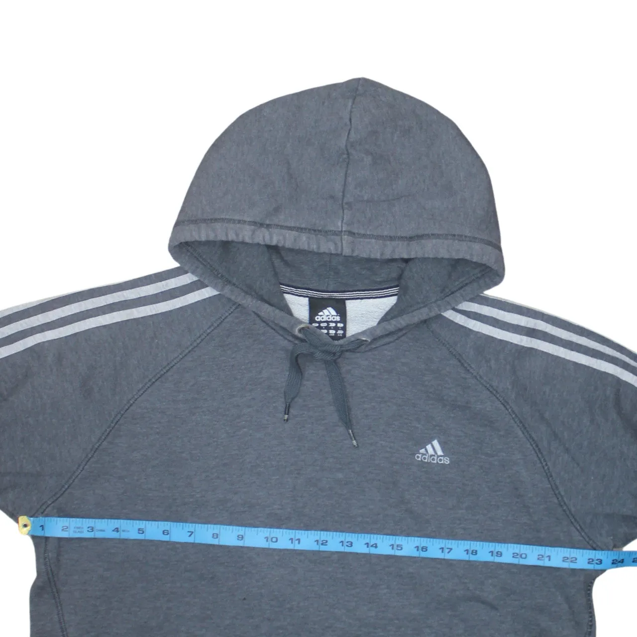 Adidas Dark Grey Hoodie Men's Small Embroidered Logo Three Stripe Sleeves Pullover Sweatshirt sold by Vintage Club product image thumbnail 5
