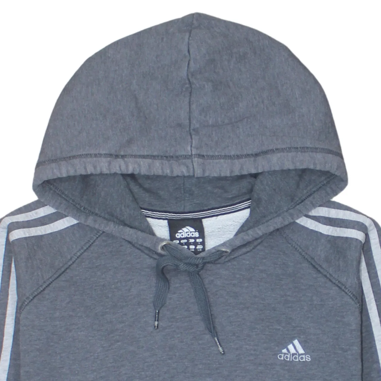 Adidas Dark Grey Hoodie Men's Small Embroidered Logo Three Stripe Sleeves Pullover Sweatshirt sold by Vintage Club product image thumbnail 3