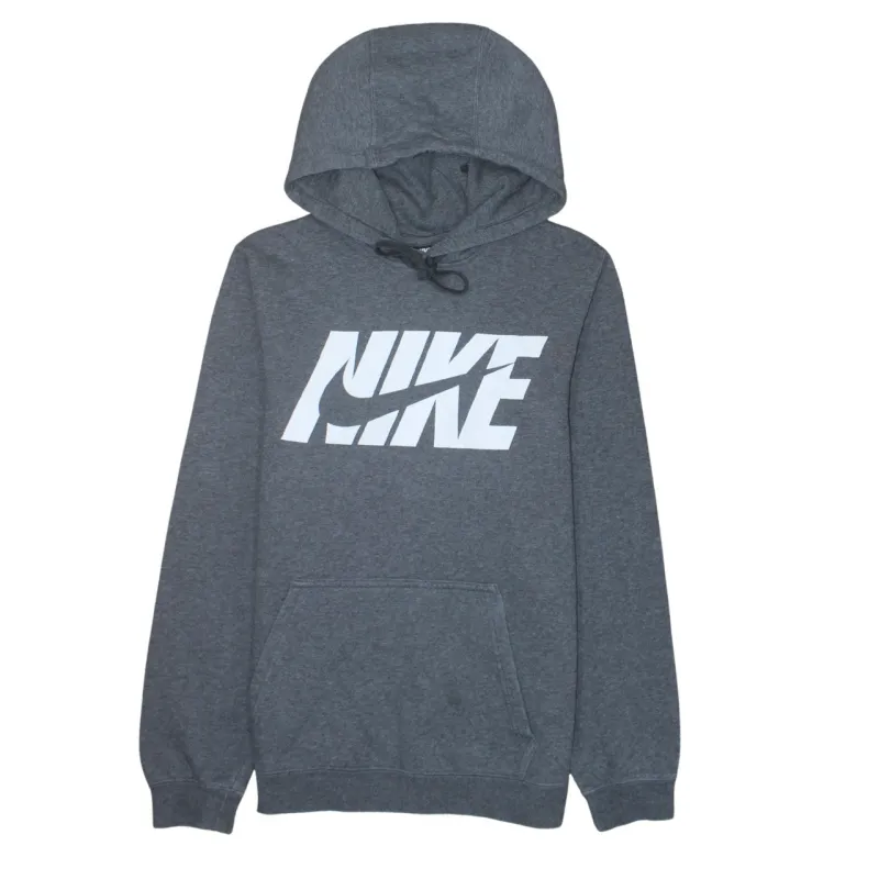 Nike Dark Grey Hoodie Men’s Small Printed Box Logo Front Pocket Pullover Sweatshirt sold by Vintage Club