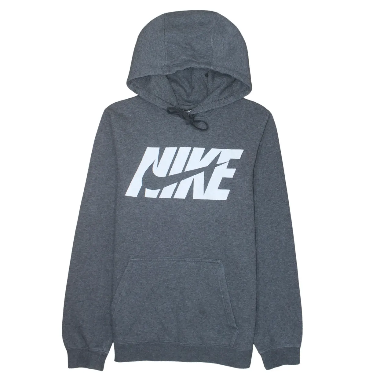 Nike Dark Grey Hoodie Men’s Small Printed Box Logo Front Pocket Pullover Sweatshirt sold by Vintage Club