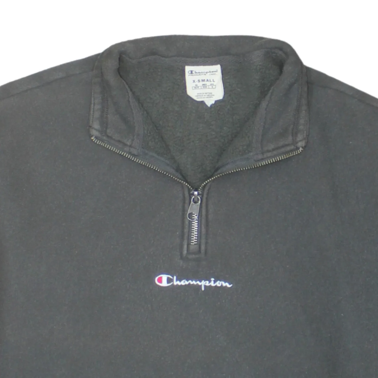 Champion Dark Grey Quarter Zip Sweatshirt Men’s XSmall Embroidered Logo Fleece Pullover sold by Vintage Club product image thumbnail 3