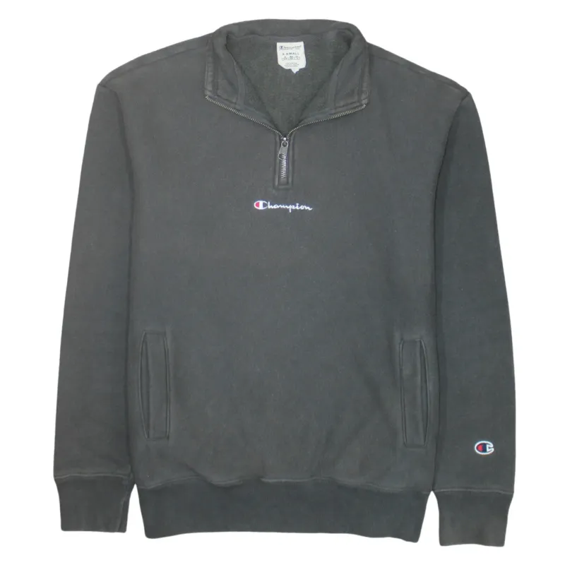 Champion Dark Grey Quarter Zip Sweatshirt Men’s XSmall Embroidered Logo Fleece Pullover sold by Vintage Club