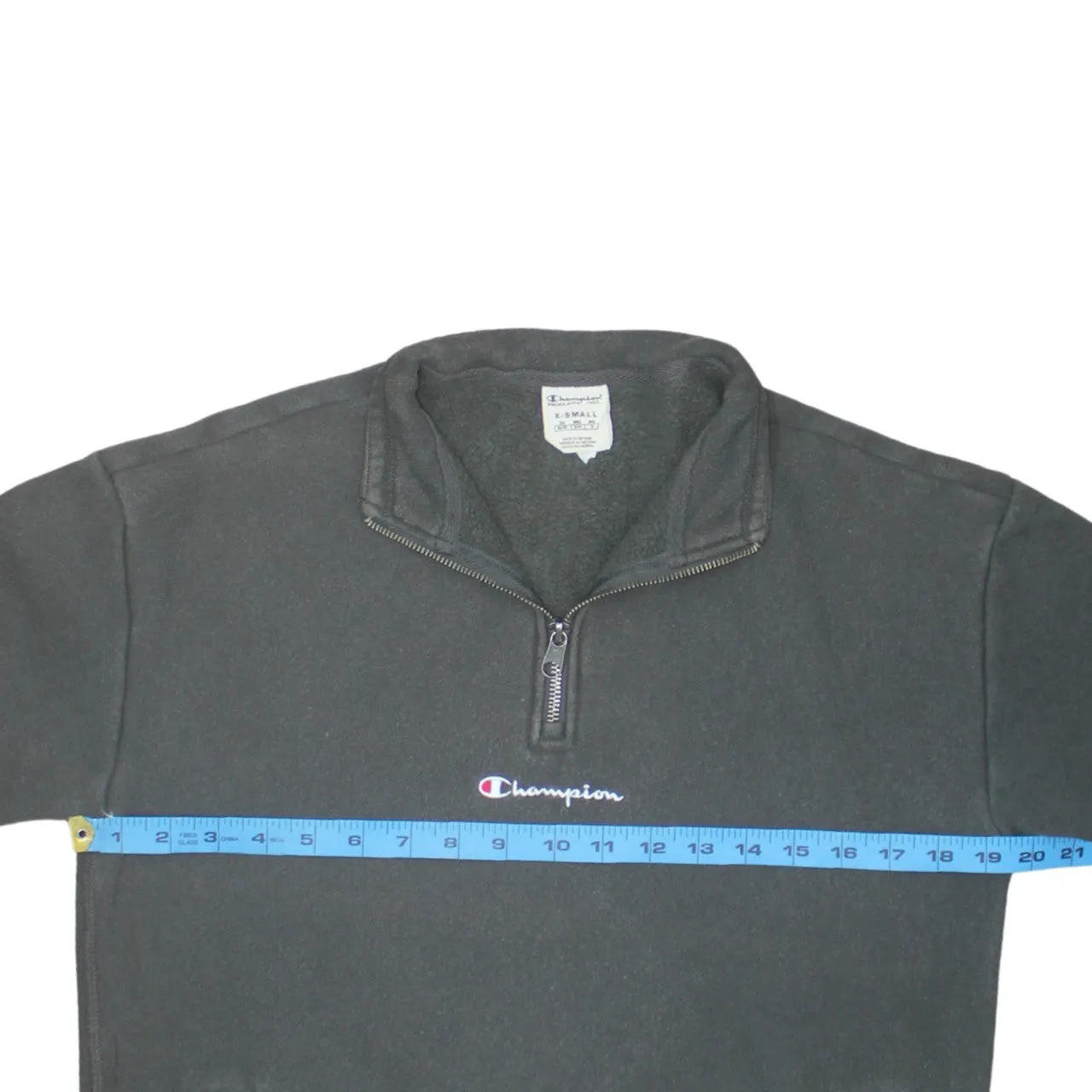 Champion Dark Grey Quarter Zip Sweatshirt Men’s XSmall Embroidered Logo Fleece Pullover sold by Vintage Club product image thumbnail 5