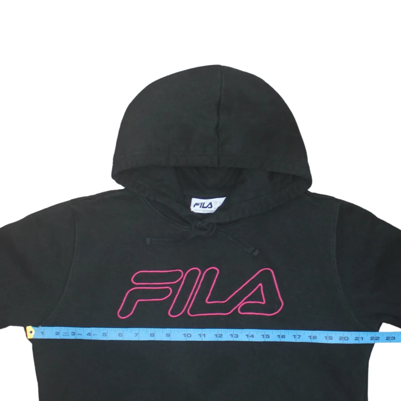 Fila Black Hoodie Men's Medium Printed Logo Drawstring Hood Pullover Sweatshirt sold by Vintage Club product image thumbnail 5