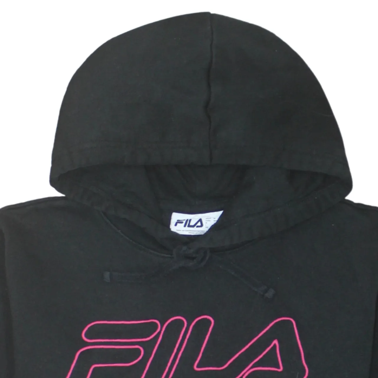 Fila Black Hoodie Men's Medium Printed Logo Drawstring Hood Pullover Sweatshirt sold by Vintage Club product image thumbnail 3