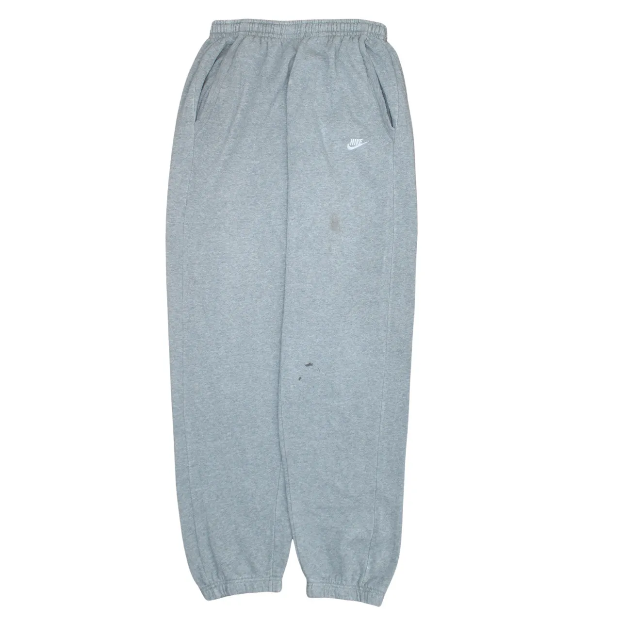 Nike Grey Joggers Womens Large Printed Swoosh Logo Elasticated Cuffs Fleece Sweatpants sold by Vintage Club