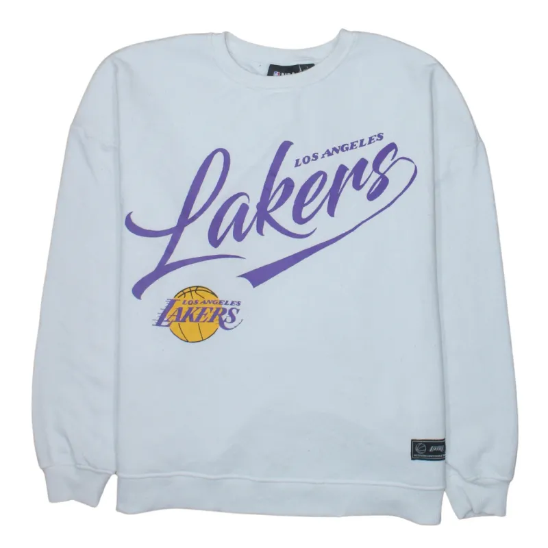 Primark White Lakers Sweatshirt Women's Large Printed Logo Crewneck Pullover Fleece Top sold by Vintage Club