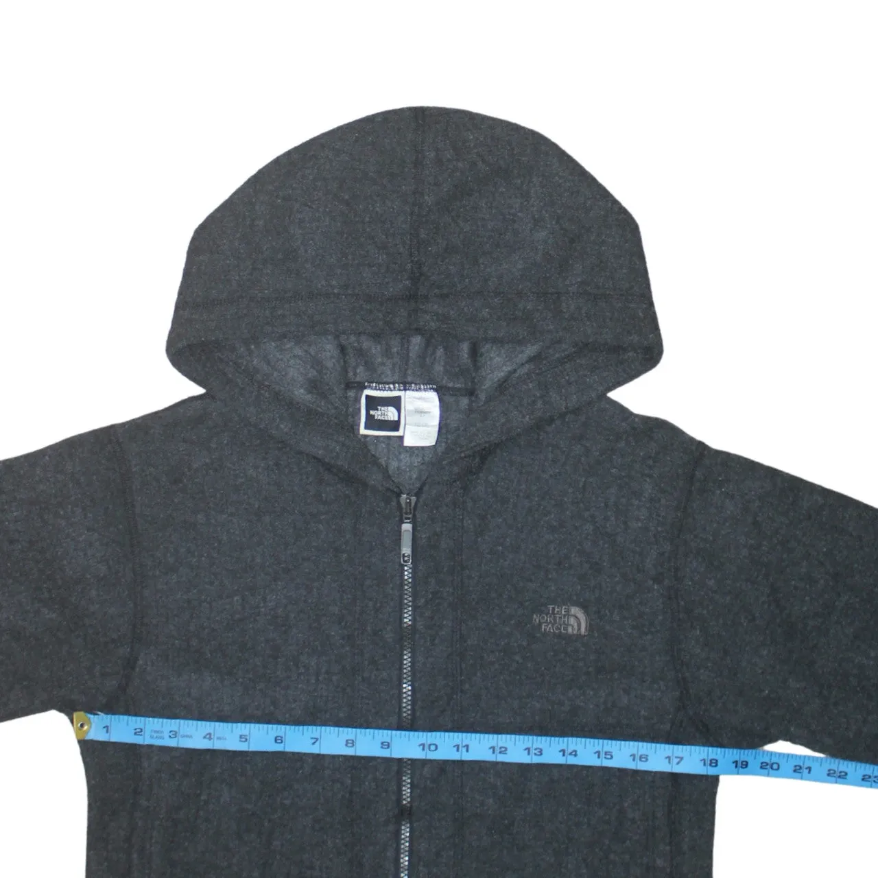 The North Face Charcoal Grey Hoodie Women’s Small Full Zip Embroidered Chest Logo Fleece Jacket sold by Vintage Club product image thumbnail 5