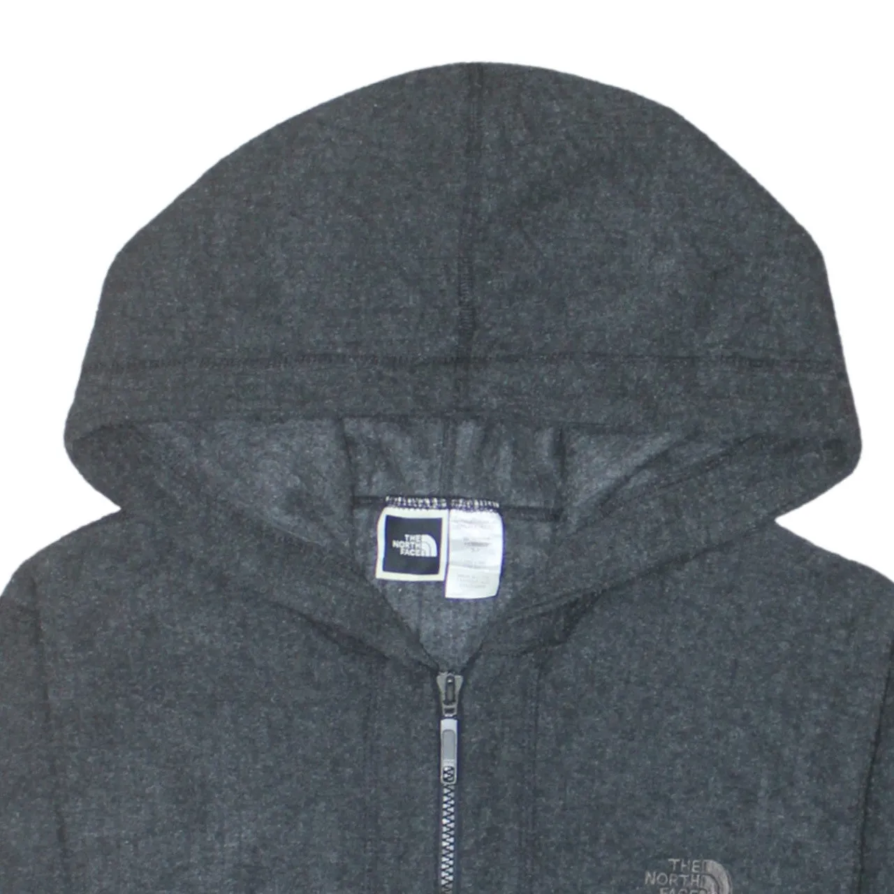 The North Face Charcoal Grey Hoodie Women’s Small Full Zip Embroidered Chest Logo Fleece Jacket sold by Vintage Club product image thumbnail 3