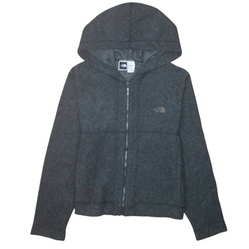 The North Face Charcoal Grey Hoodie Women’s Small Full Zip Embroidered Chest Logo Fleece Jacket sold by Vintage Club