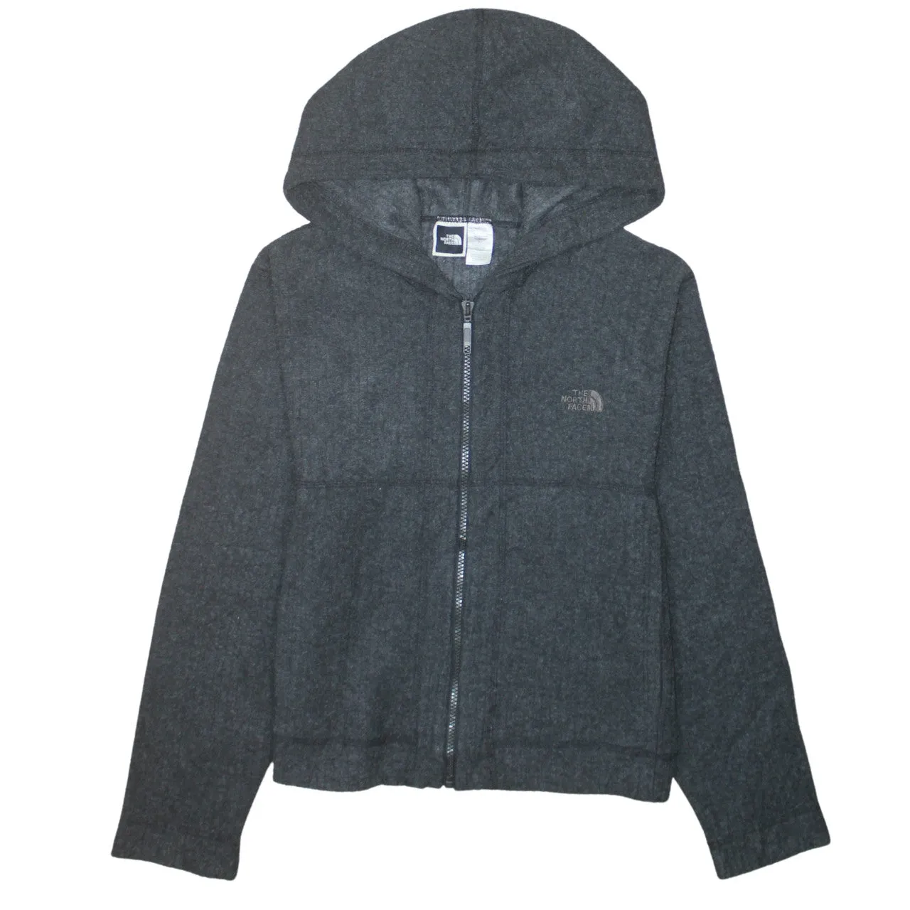 The North Face Charcoal Grey Hoodie Women’s Small Full Zip Embroidered Chest Logo Fleece Jacket sold by Vintage Club