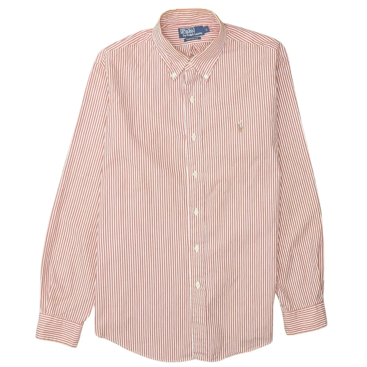 Polo Ralph Lauren Pink Stripe Shirt Men's Large Embroidered Pony Logo Button Up Casual Top sold by Vintage Club